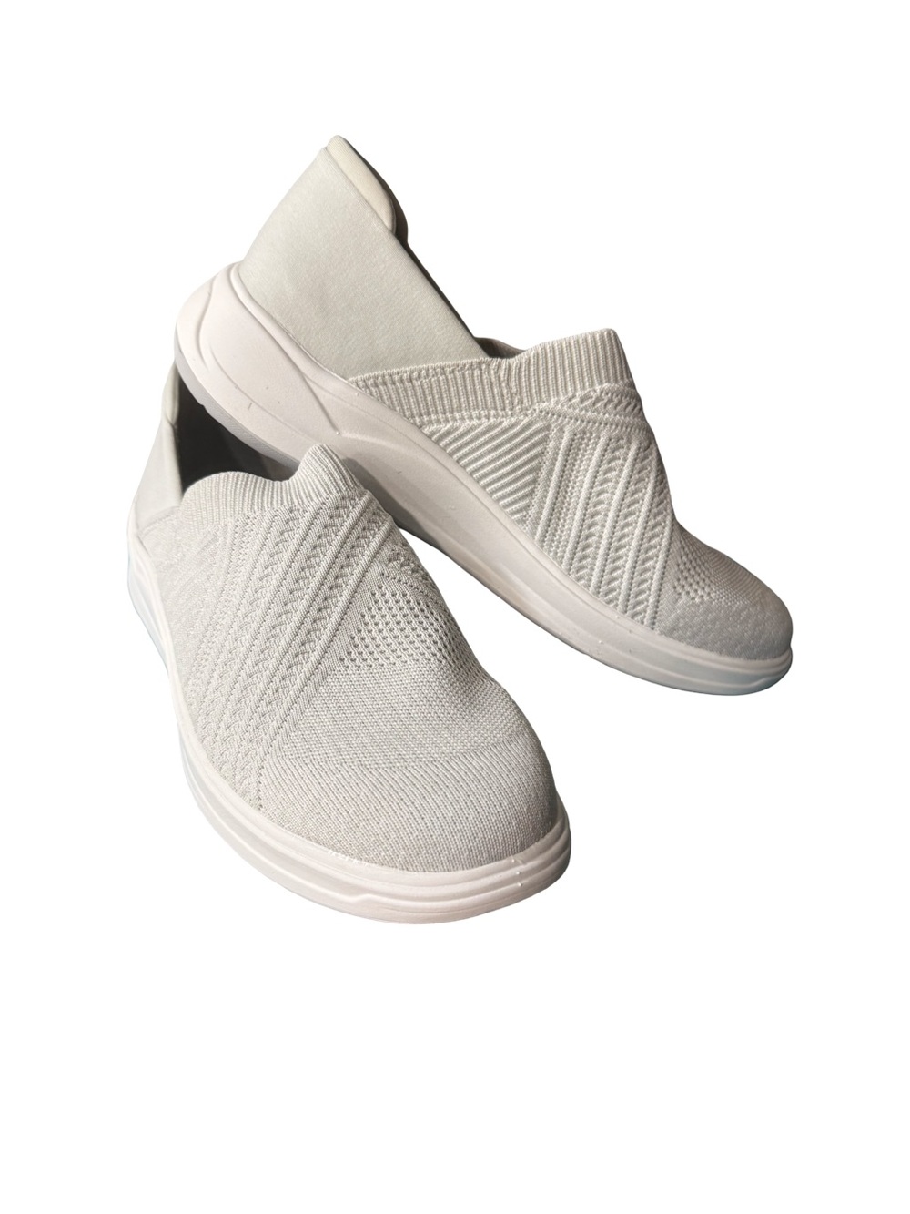 Bzees Women's Knit Slip-On Sneakers - White